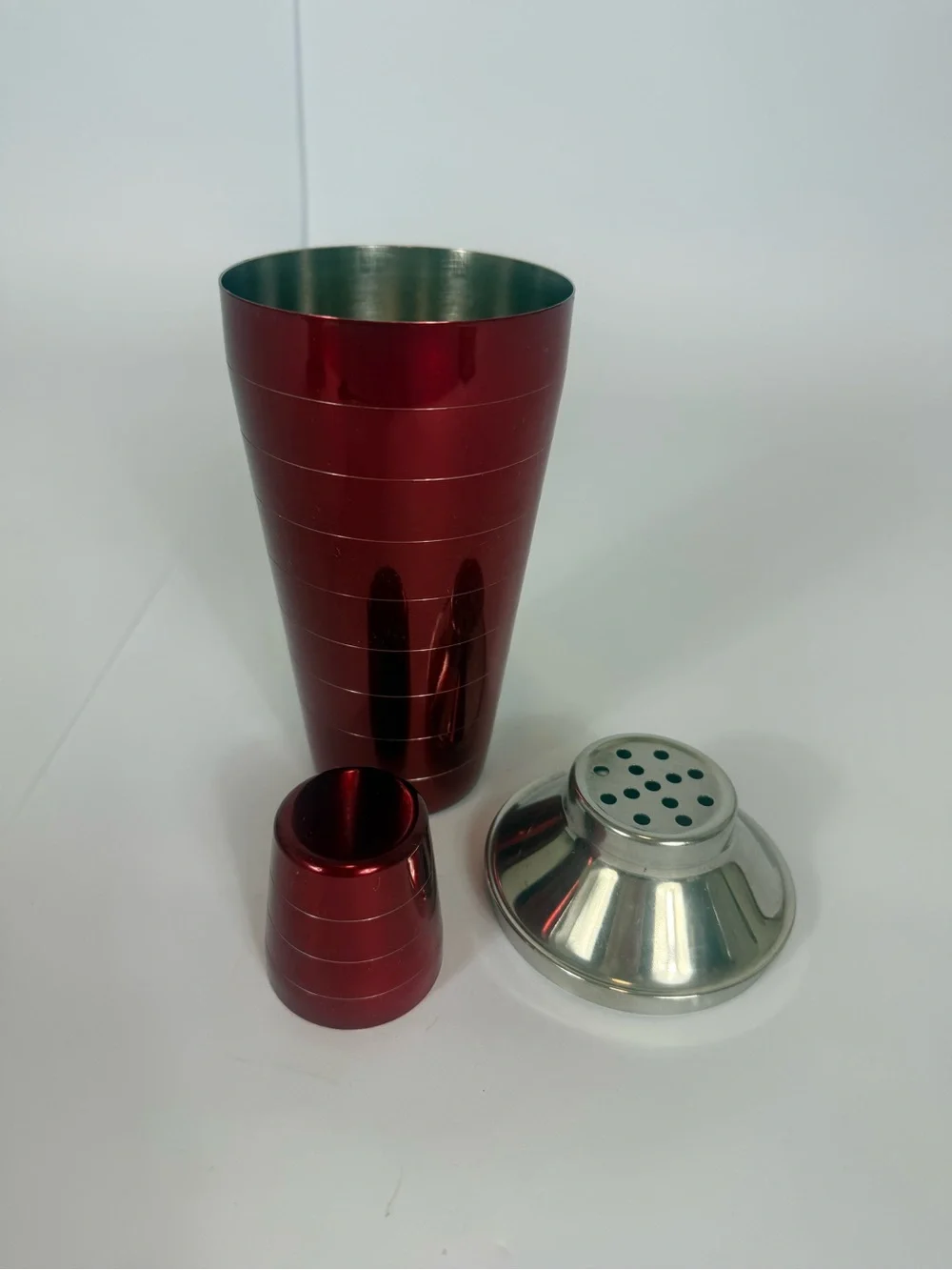Retro Style Red Silver Metal Cocktail Shaker Mixer India 10”